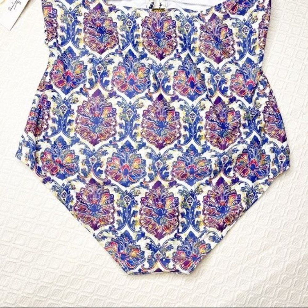 Nicole Miller Paisley Halter One Piece Swimsuit Plus Size 3X - Picture 7 of 8